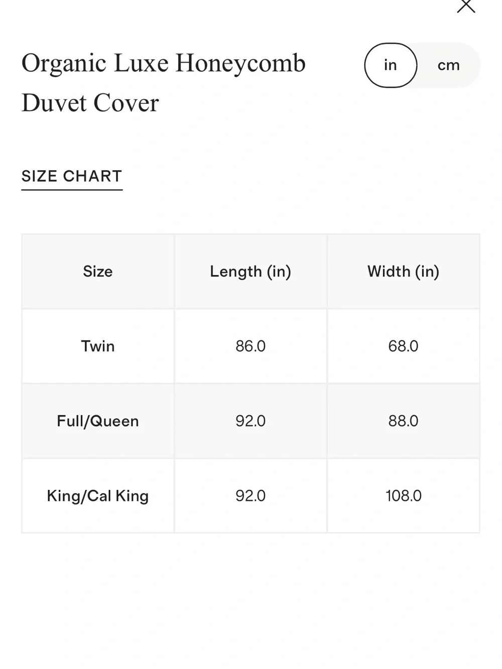 Quince Twin Luxe Honeycomb Duvet Cover  Organic Undyed Natural